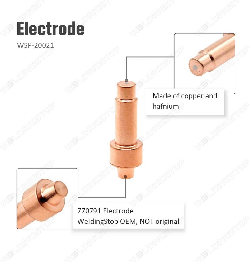 WeldingStop 770791 Electrode & 770796 Tip/Nozzle for Hobart Airforce 27i 40i Plasma Cutter XT30R XT40R Torch Plasma Consumables(PKG-12) - Image 3